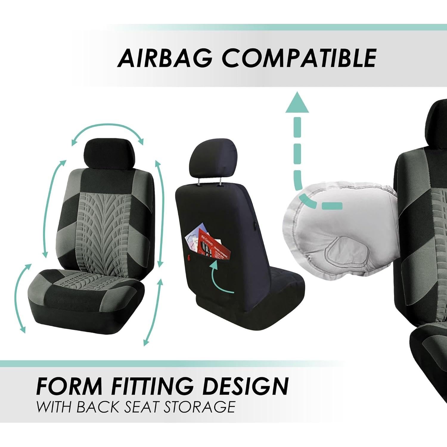 Fundas de Asiento de Coche FH Group Juego Completo Gris