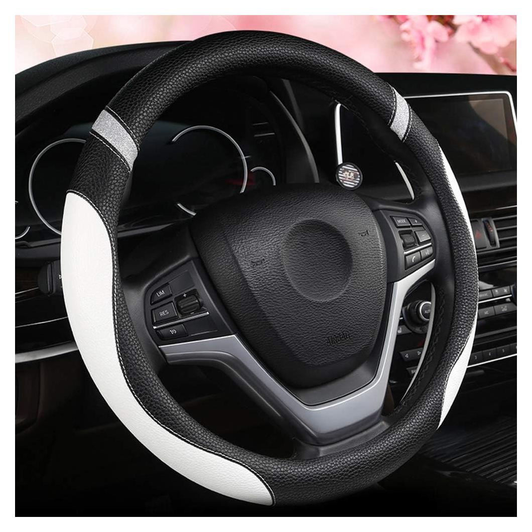 Funda de Volante Cxtiy Universal 15 Pulgadas Cuero Blanco