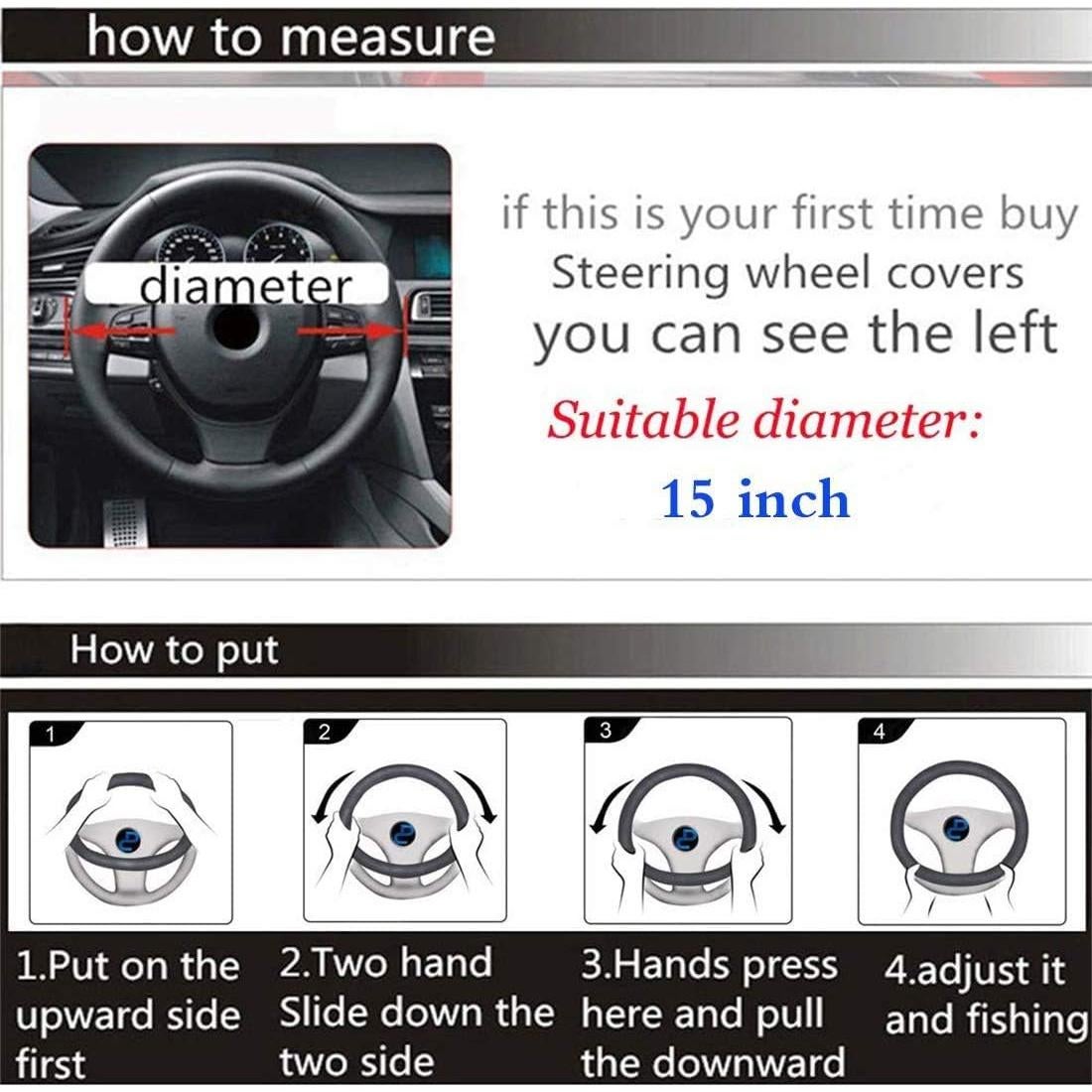 Funda de Volante Cxtiy Universal 15 Pulgadas Cuero Blanco