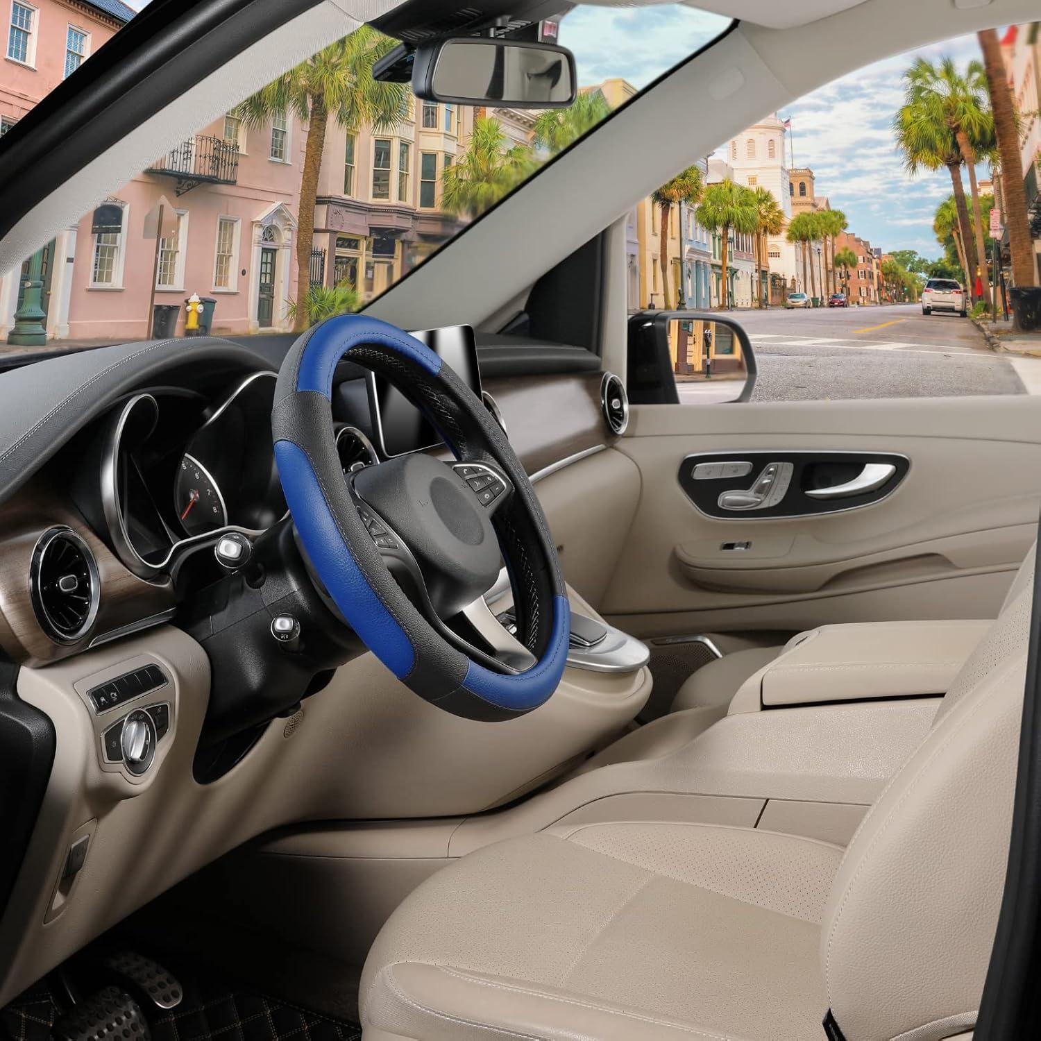 Cubierta de Volante SEG Direct Universal 36-38 cm Cuero Negro Azul