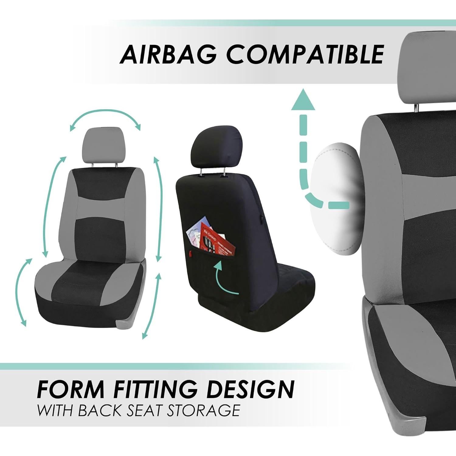 Juego de Fundas de Asiento Universal FH Group Gris y Negro