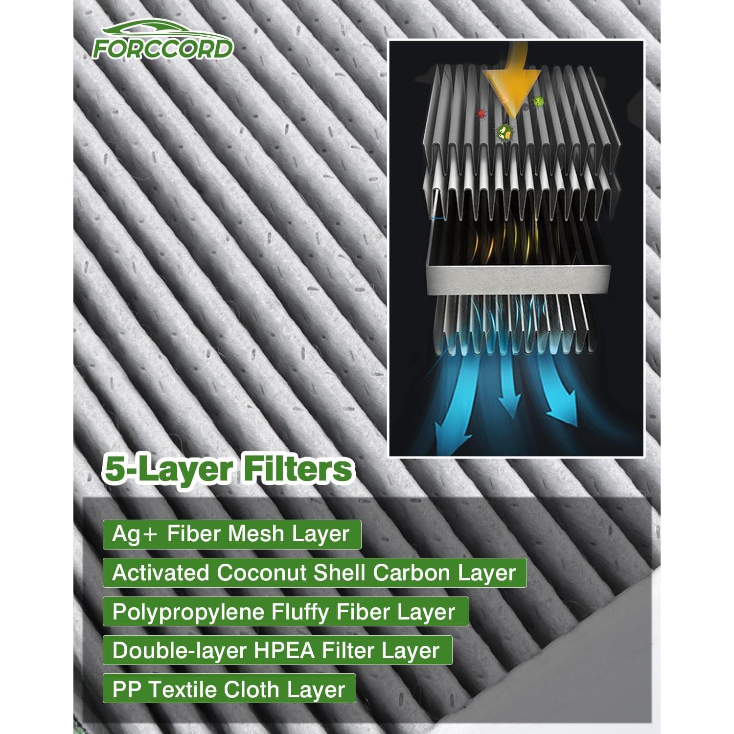 Filtro de aire de cabina HEPA Forccord para Toyota 2 unidades