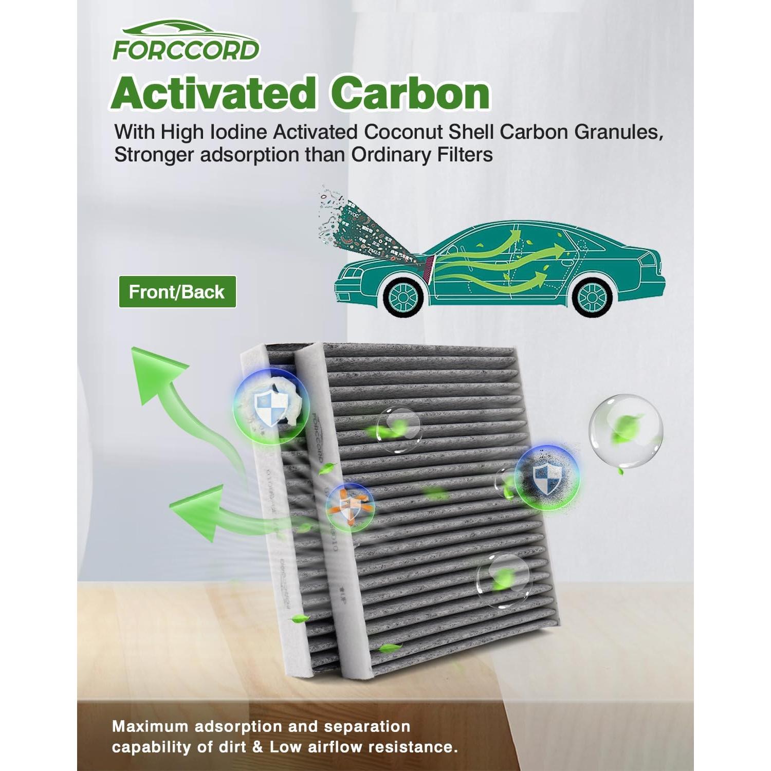 Filtro de aire de cabina HEPA Forccord para Toyota 2 unidades