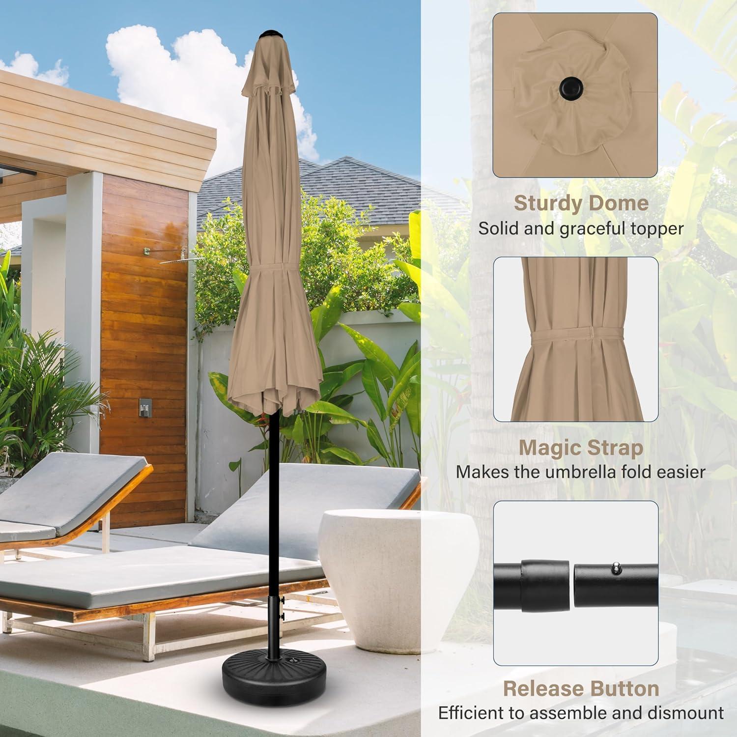 Sombrilla de Patio Simple Deluxe 2.29m Beige con 6 Varillas