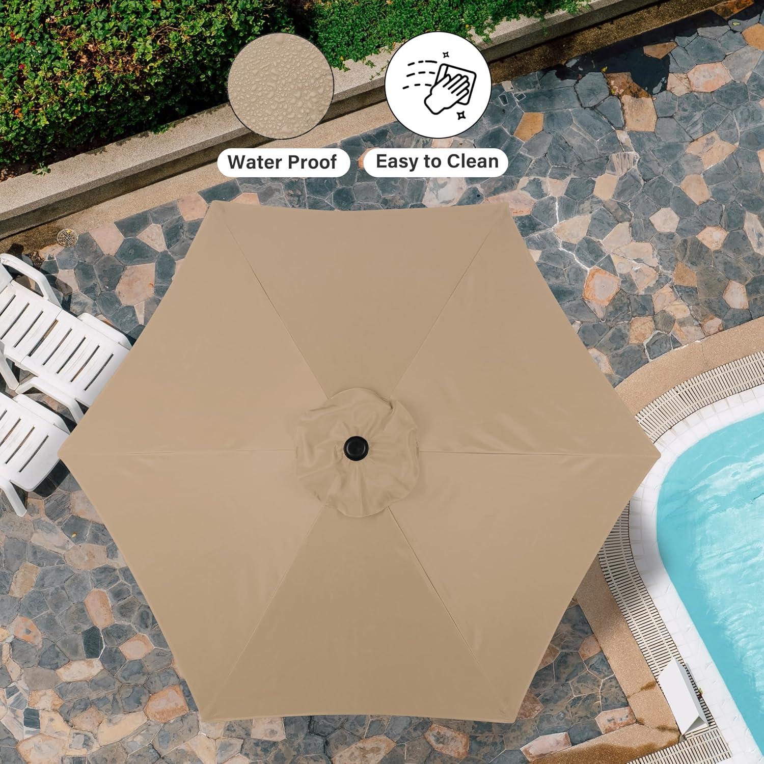 Sombrilla de Patio Simple Deluxe 2.29m Beige con 6 Varillas
