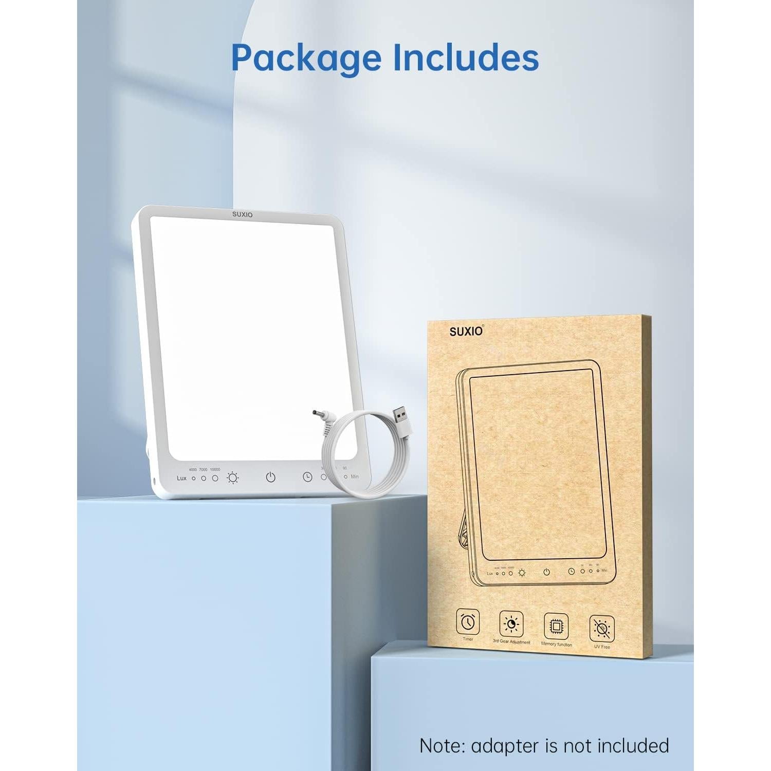 Lámpara de Terapia de Luz SUXIO 10000 Lux con 3 Modos y Temporizadores