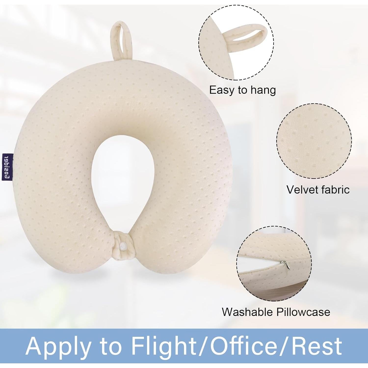 Almohada de Cuello Viscoelástica Gosider Beige 30x30 cm