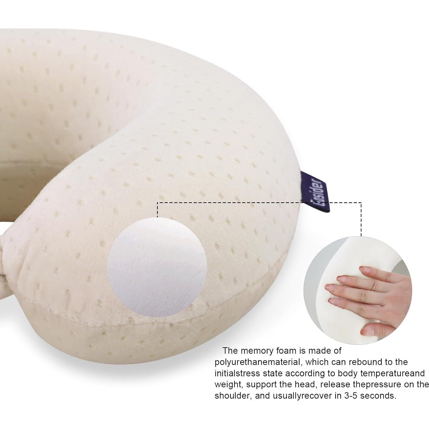 Almohada de Cuello Viscoelástica Gosider Beige 30x30 cm