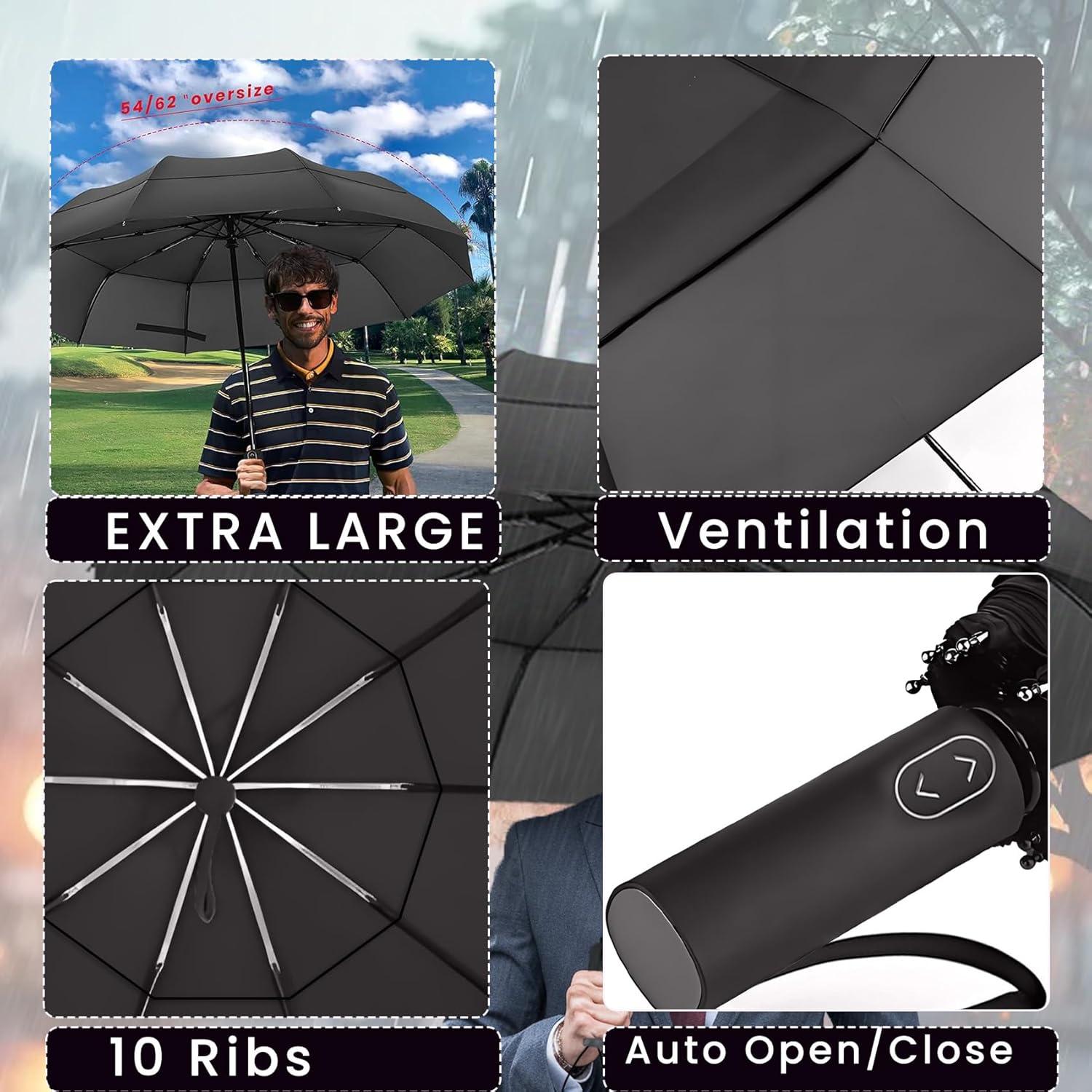 Paraguas de Golf MRTLLOA Plegable 49 Pulgadas Negro