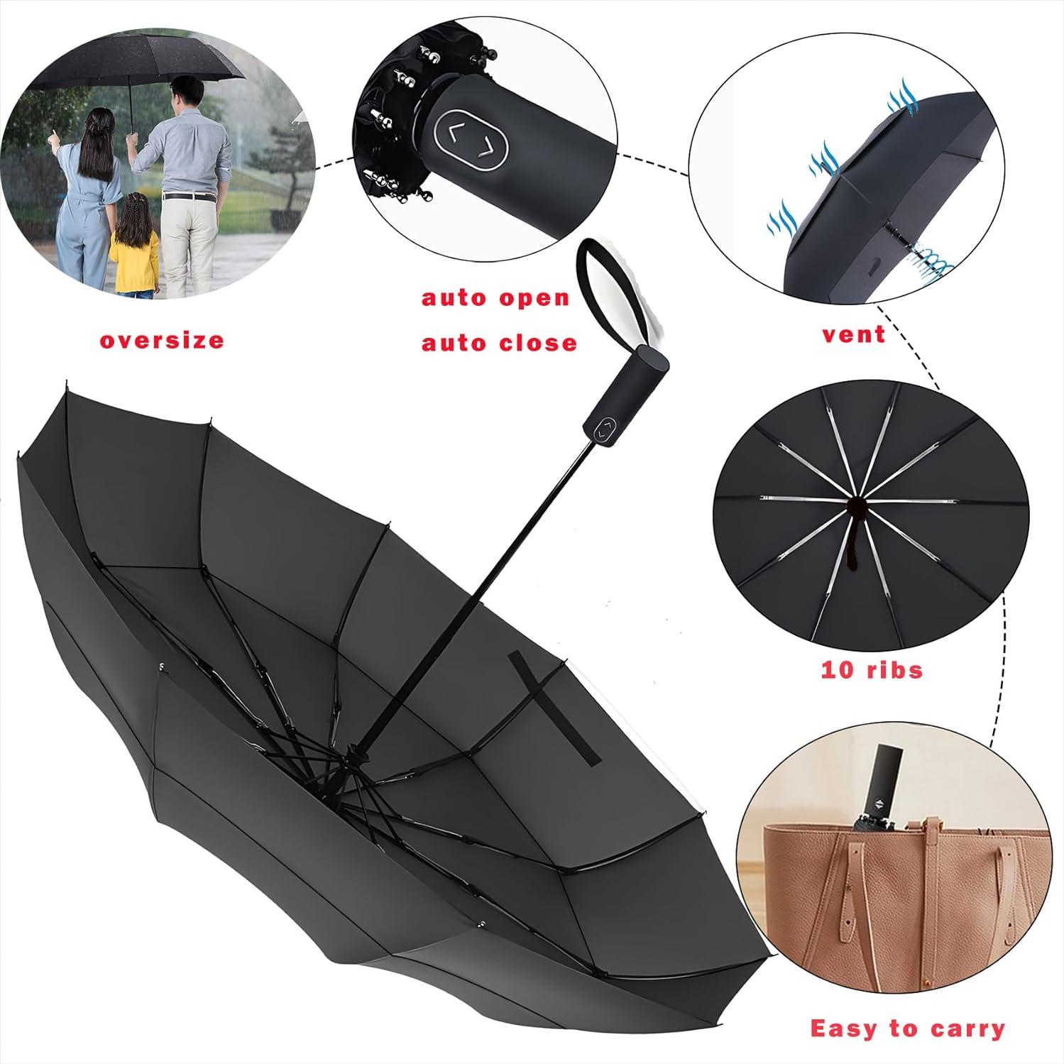 Paraguas de Golf MRTLLOA Plegable 49 Pulgadas Negro