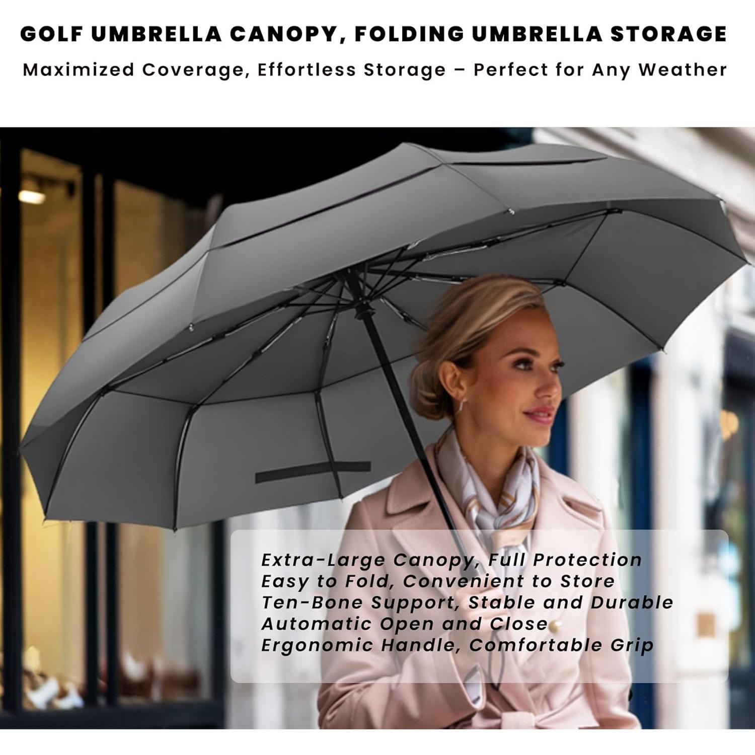 Paraguas de Golf MRTLLOA Plegable 49 Pulgadas Negro