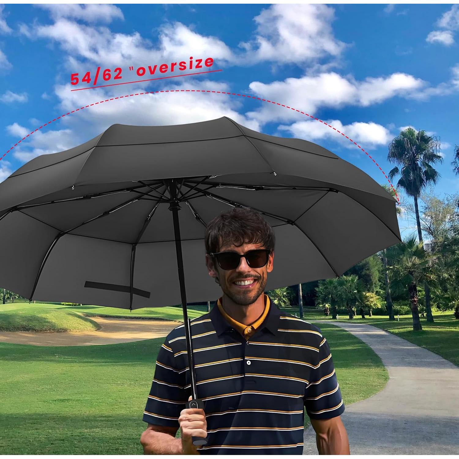 Paraguas de Golf MRTLLOA Plegable 49 Pulgadas Negro