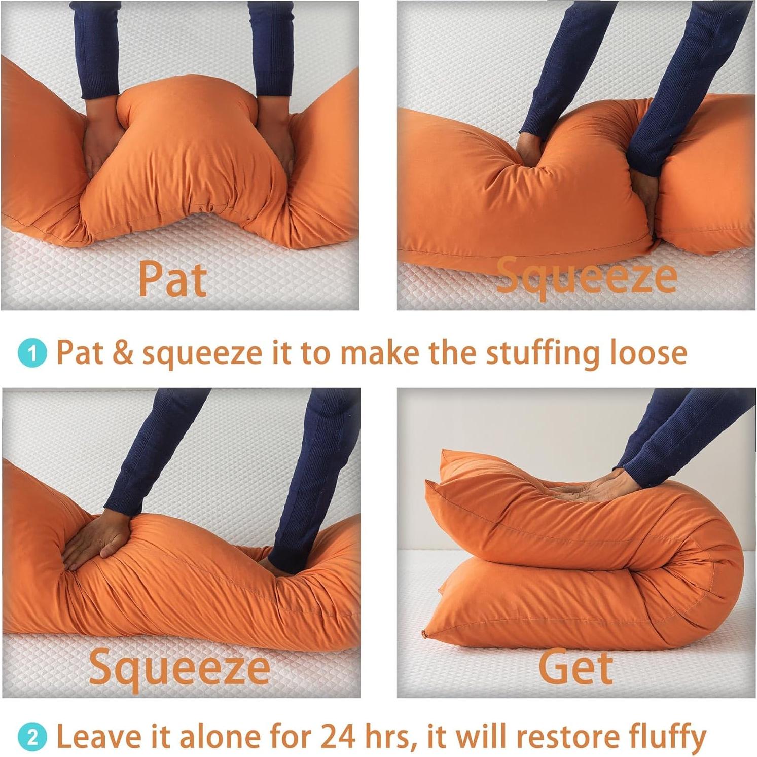 Almohada Corporal Larga WhatsBedding Espuma Viscoelástica Naranja