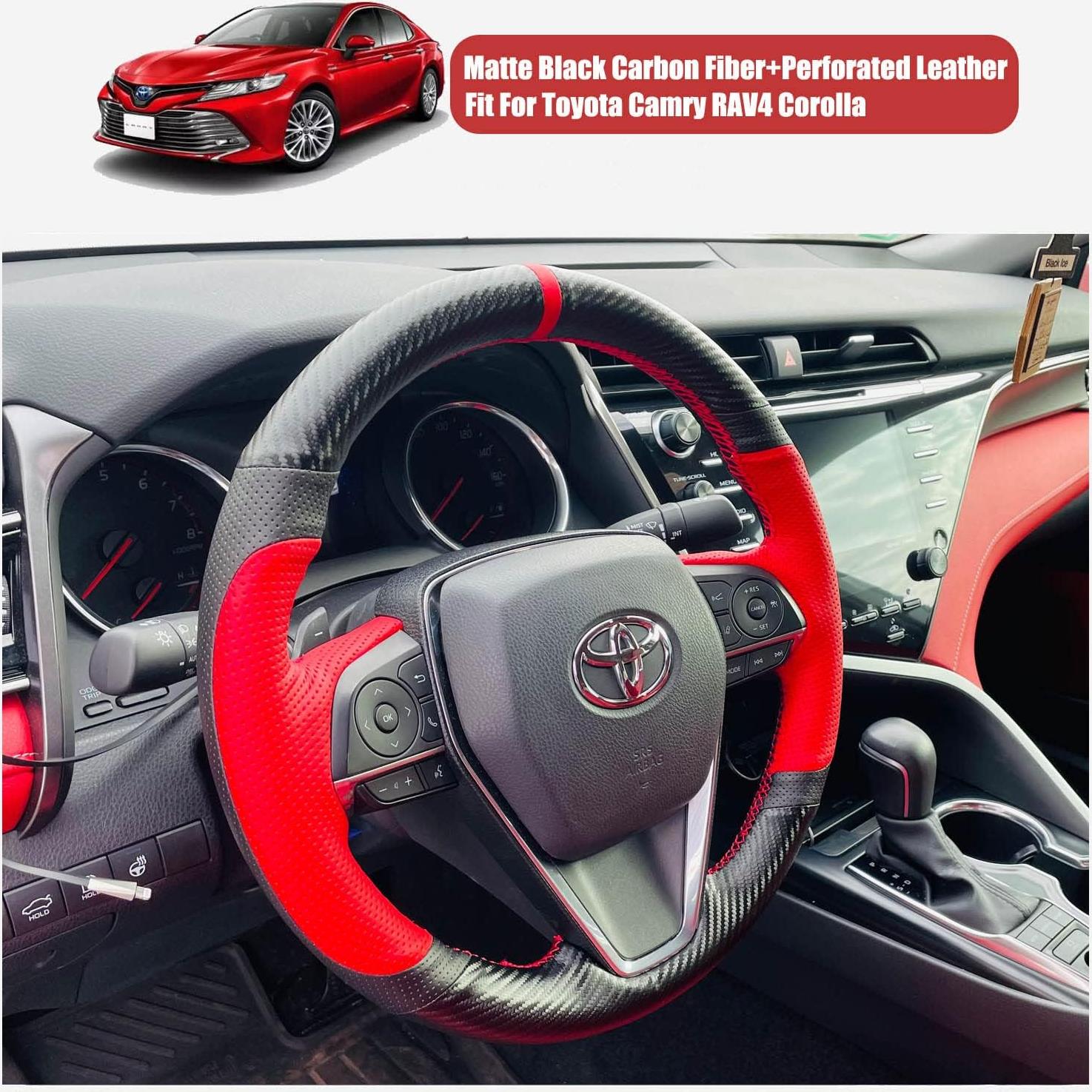 Cubierta de Volante de Cuero Aohua para Toyota RAV4/Camry/Corolla/Avalon