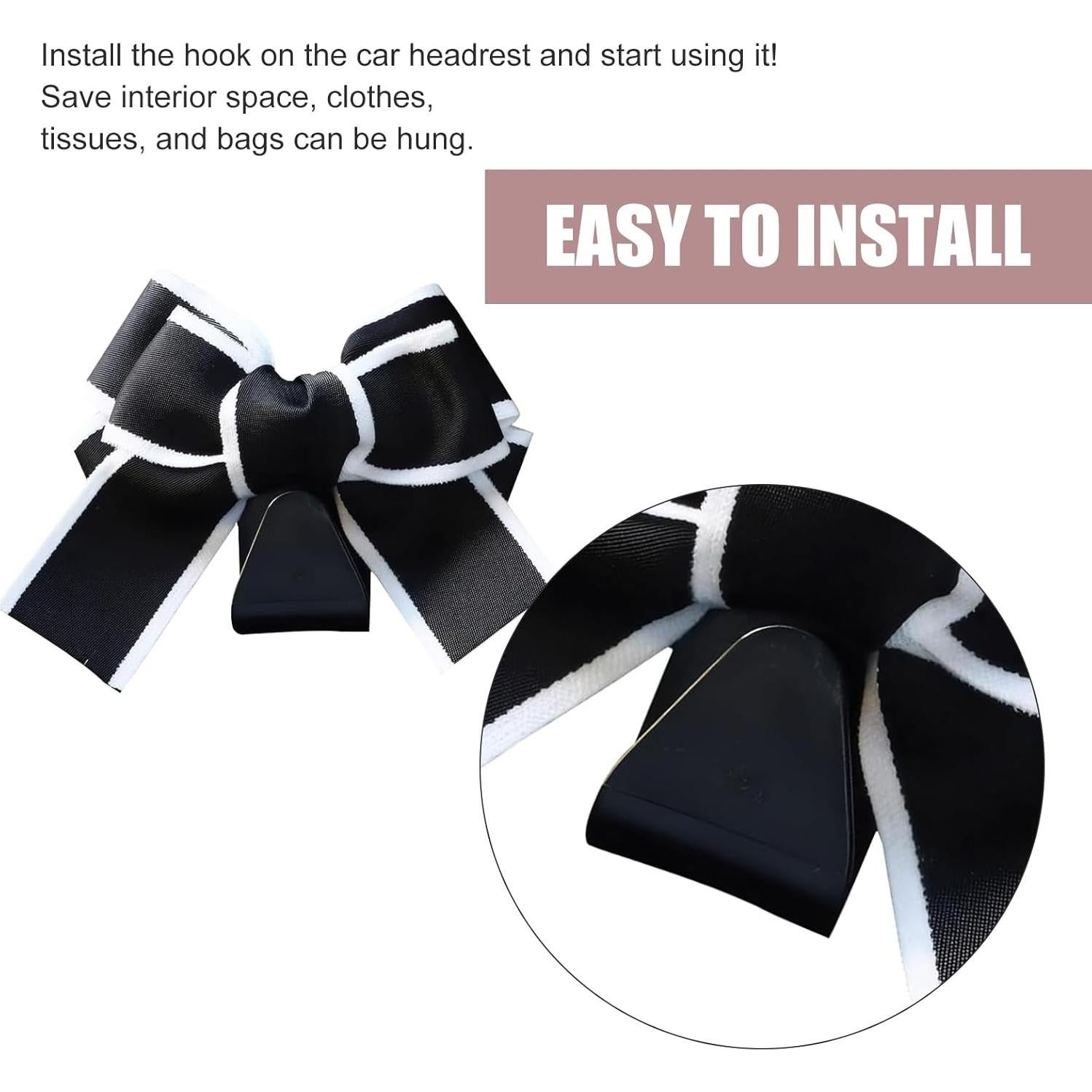 Ganchos para Reposacabezas MOXRUQ 2 PCS Negro y Blanco