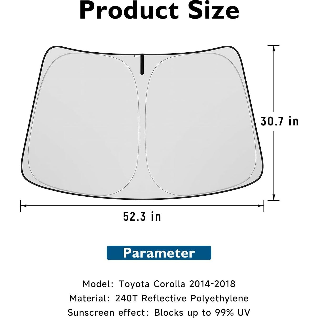 Protector Solar Plegable BIBLOZ para Toyota Corolla 2014-2018