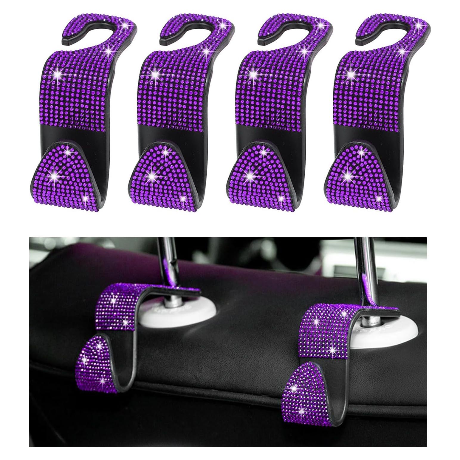 Ganchos de Cabecera de Asiento de Coche Augeny 4 PCS Púrpura
