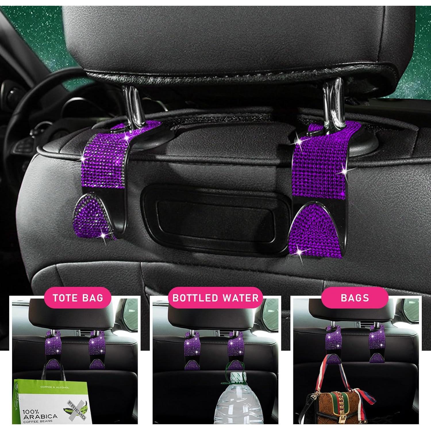 Ganchos de Cabecera de Asiento de Coche Augeny 4 PCS Púrpura