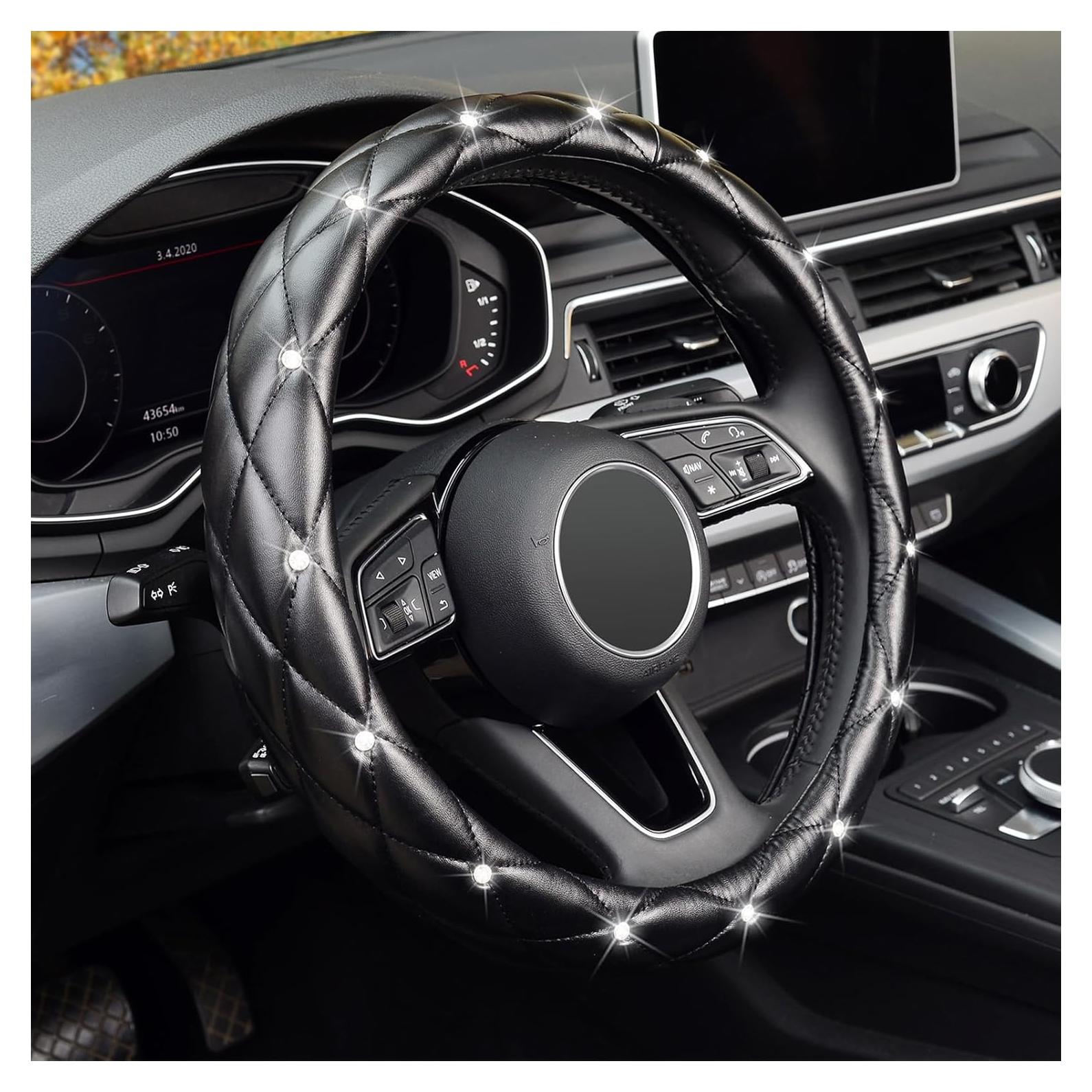 Cubierta de Volante KAFEEK Cuero Antideslizante 38 cm Negro