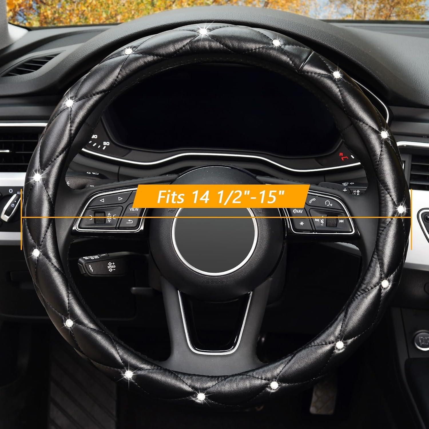 Cubierta de Volante KAFEEK Cuero Antideslizante 38 cm Negro