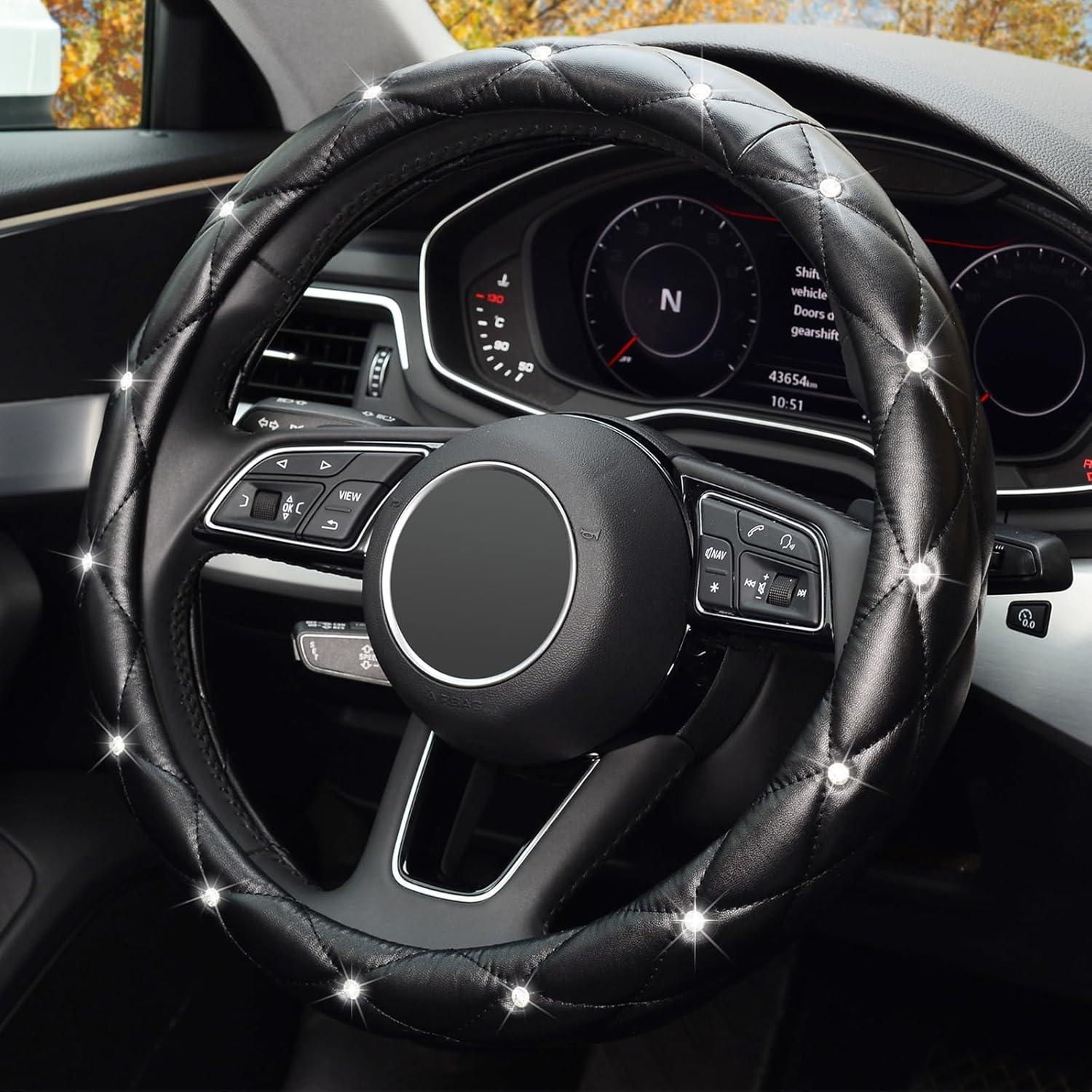 Cubierta de Volante KAFEEK Cuero Antideslizante 38 cm Negro