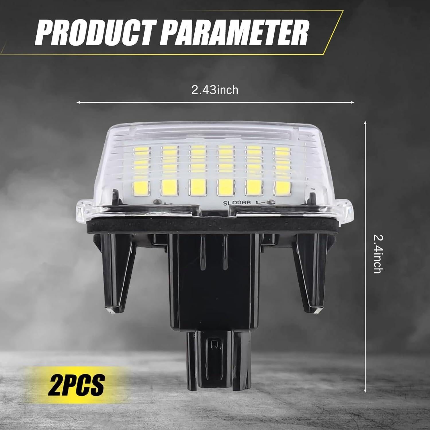 Luz de Placa de Licencia LED Leediga 2 Pcs 6500K Impermeable