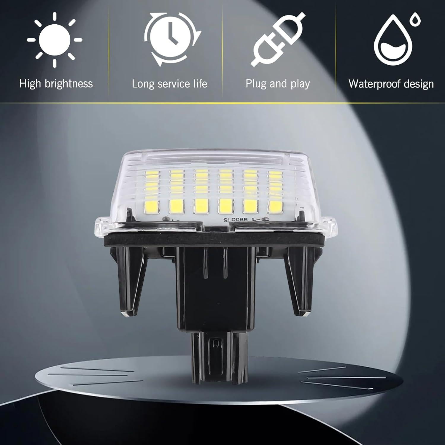 Luz de Placa de Licencia LED Leediga 2 Pcs 6500K Impermeable