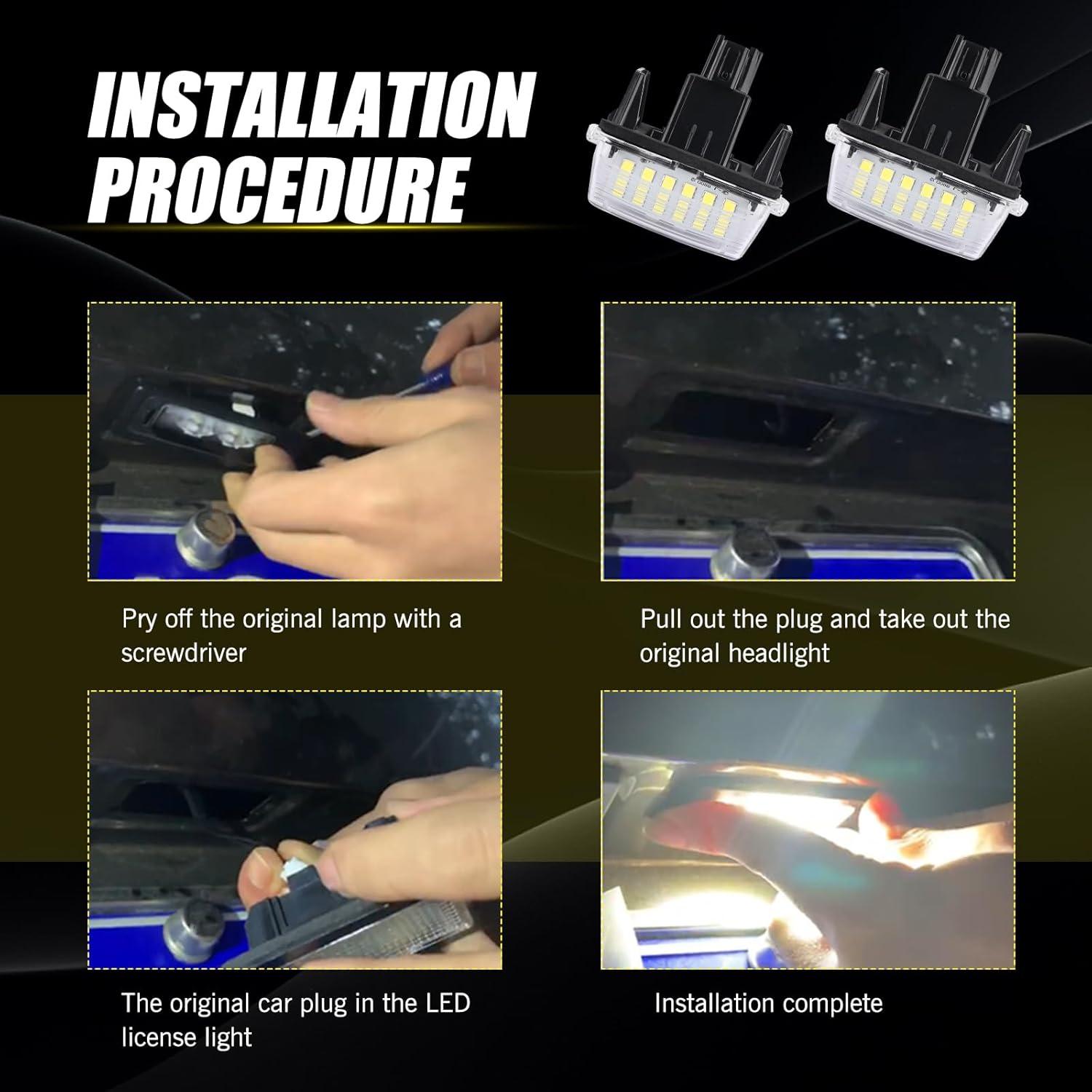 Luz de Placa de Licencia LED Leediga 2 Pcs 6500K Impermeable