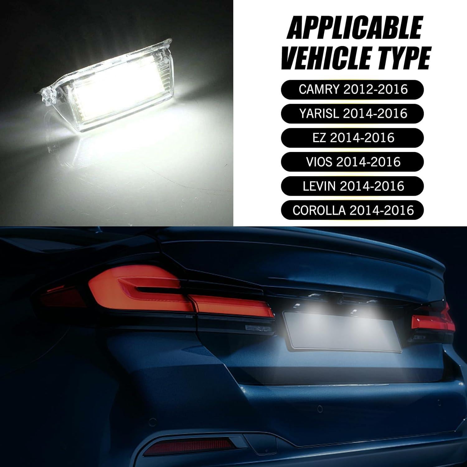 Luz de Placa de Licencia LED Leediga 2 Pcs 6500K Impermeable