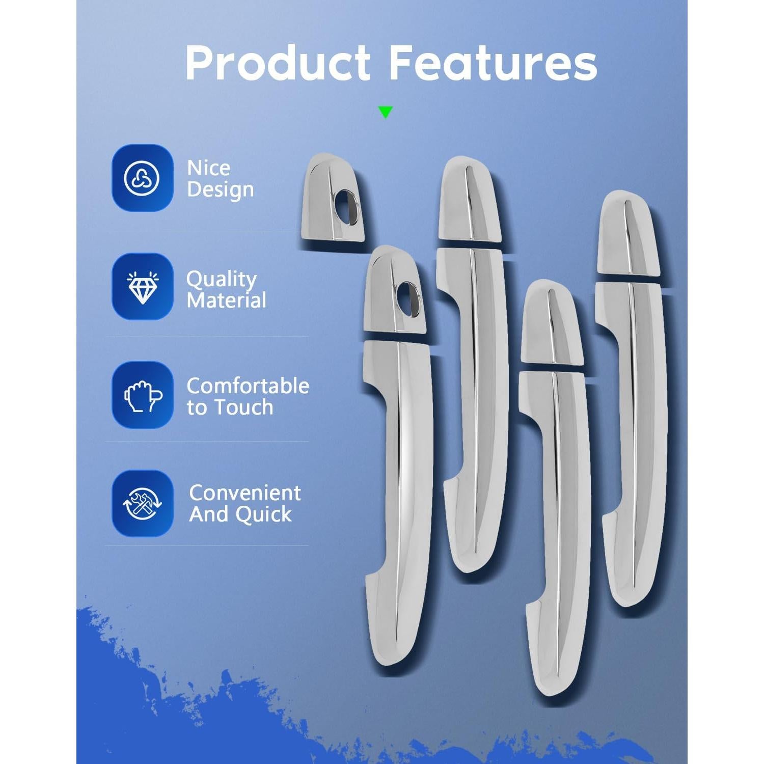 Juego de Manijas de Puerta Exterior LUJUNTEC Cromo para Toyota Corolla 2003-2013 4Pcs