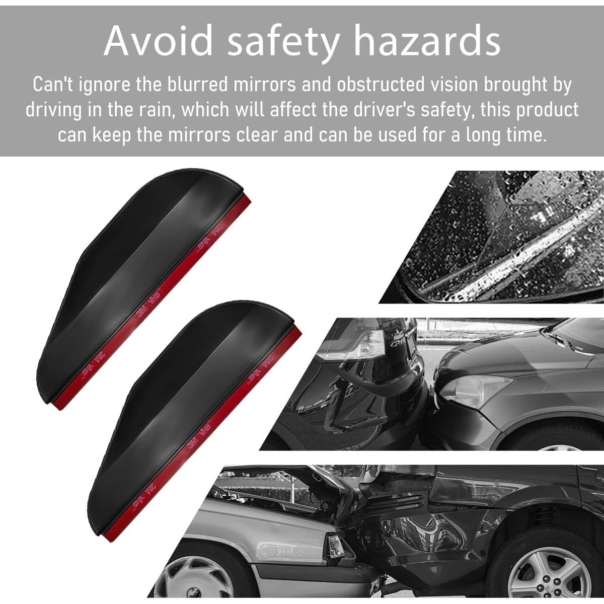 2 Piezas Visera de Lluvia Espejo Ceja Wevdn PVC Negro