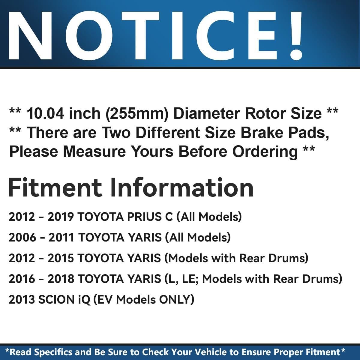 Kit de frenos delantero Detroit Axle para Toyota Prius C Yaris