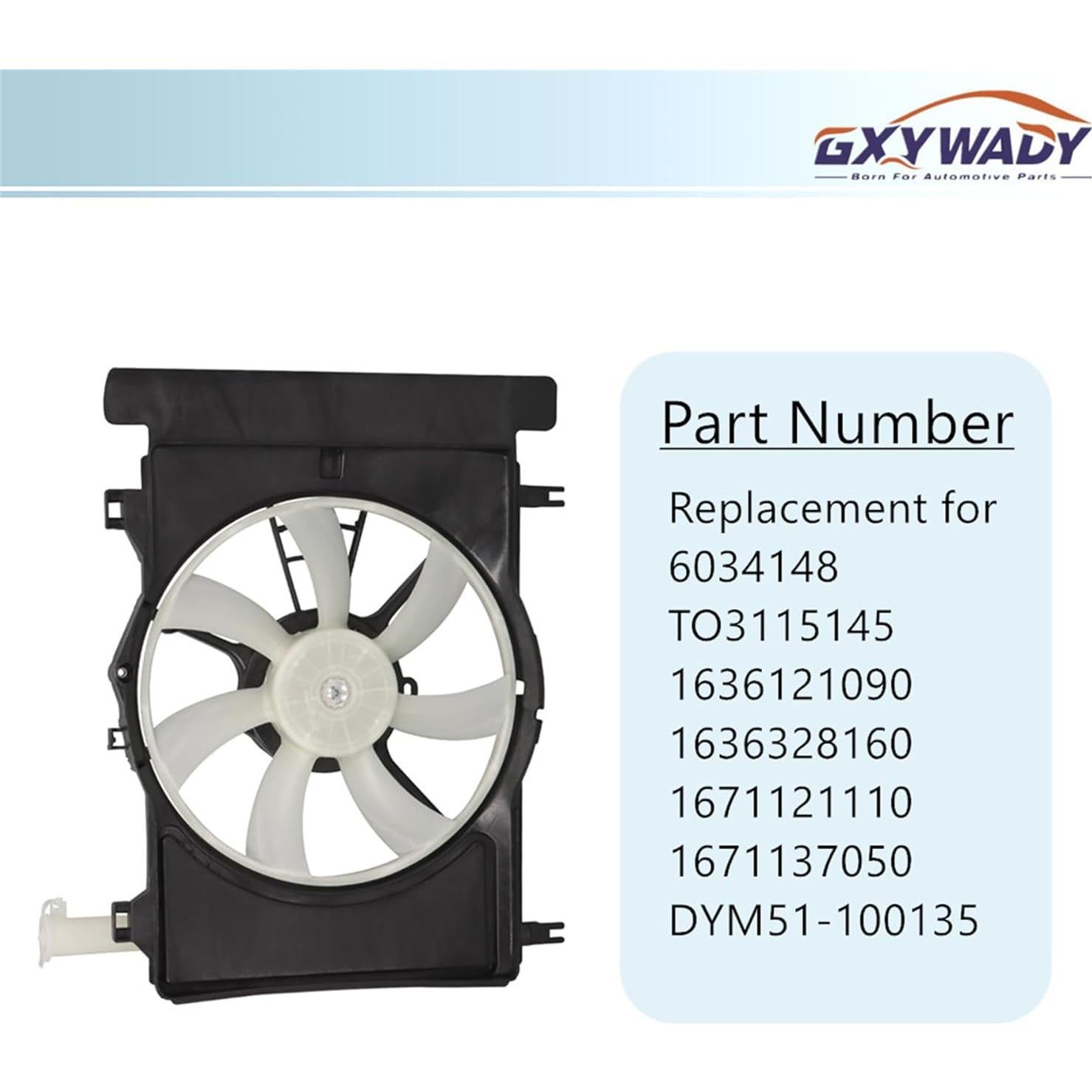 Ventilador de Radiador GXYWADY TO3115145 para Yaris y Scion