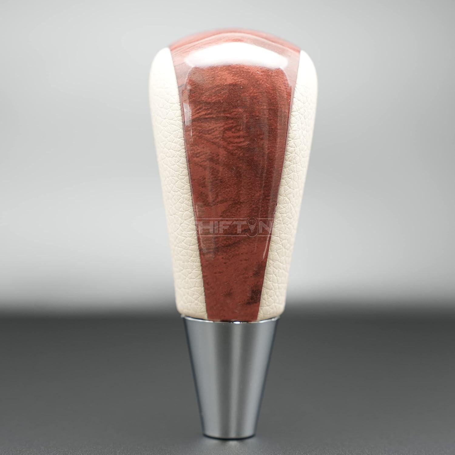 Perilla de Cambio SHIFTIN Cuero Beige y Madera para Toyota y Lexus