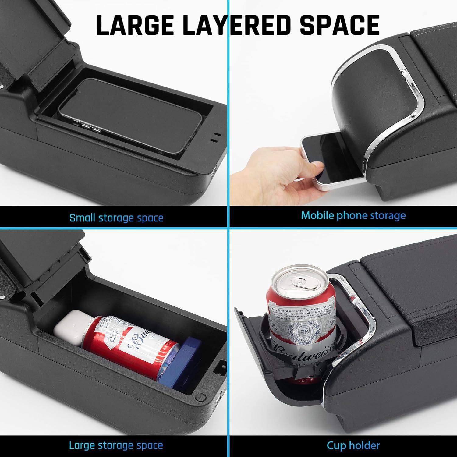 Caja de Apoyabrazos YJYWZH para Toyota Yaris 2015-2021 con 4 USB