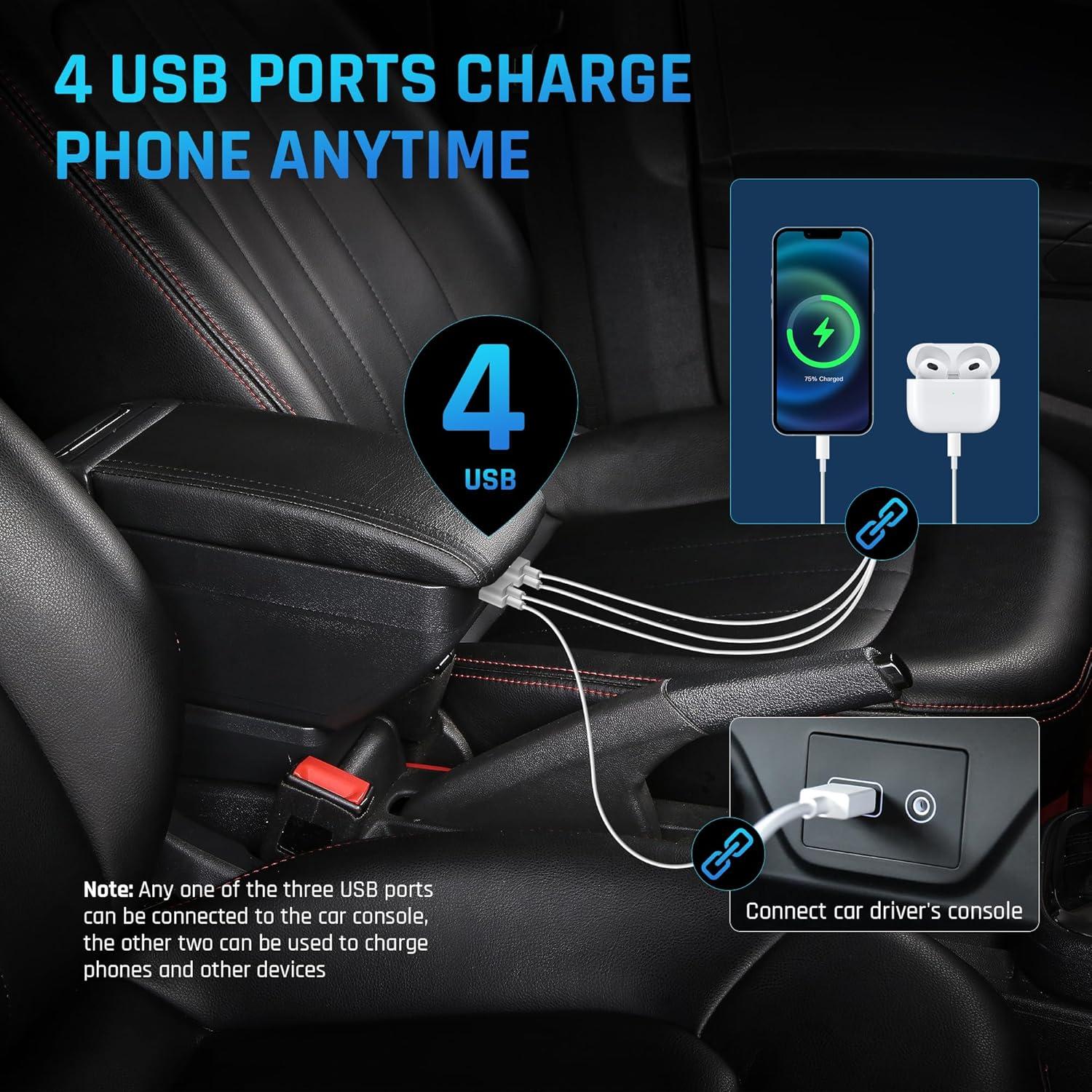 Caja de Apoyabrazos YJYWZH para Toyota Yaris 2015-2021 con 4 USB