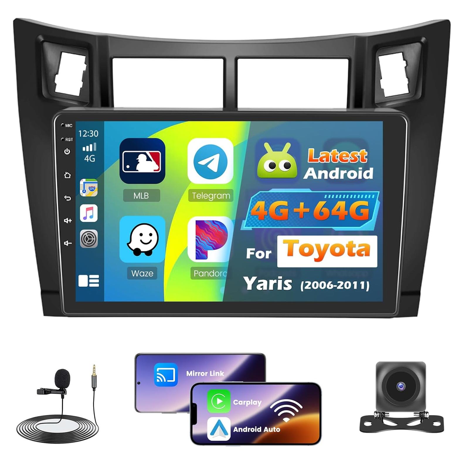 Estéreo de Coche Roinvou para Toyota Yaris 2006-2011 9"