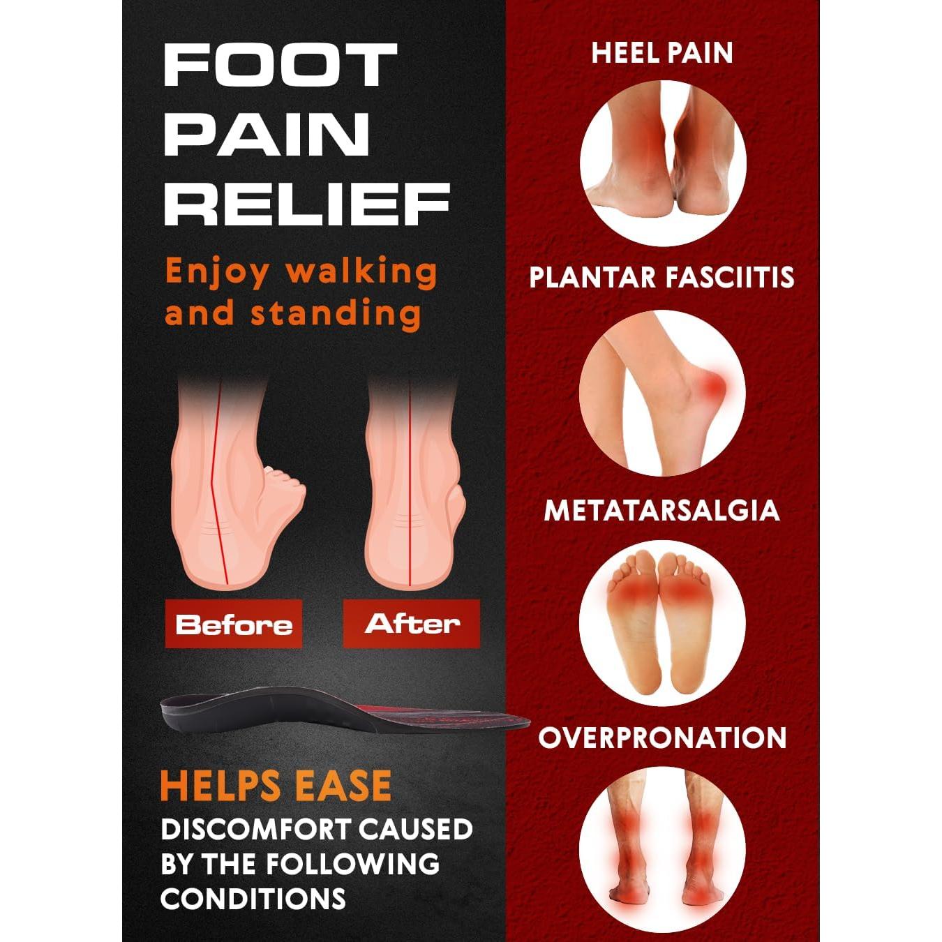 2 Pares de Plantillas Ortóticas CRUVHEAL para Fascitis Plantar - Soporte Carga Pesada XXL