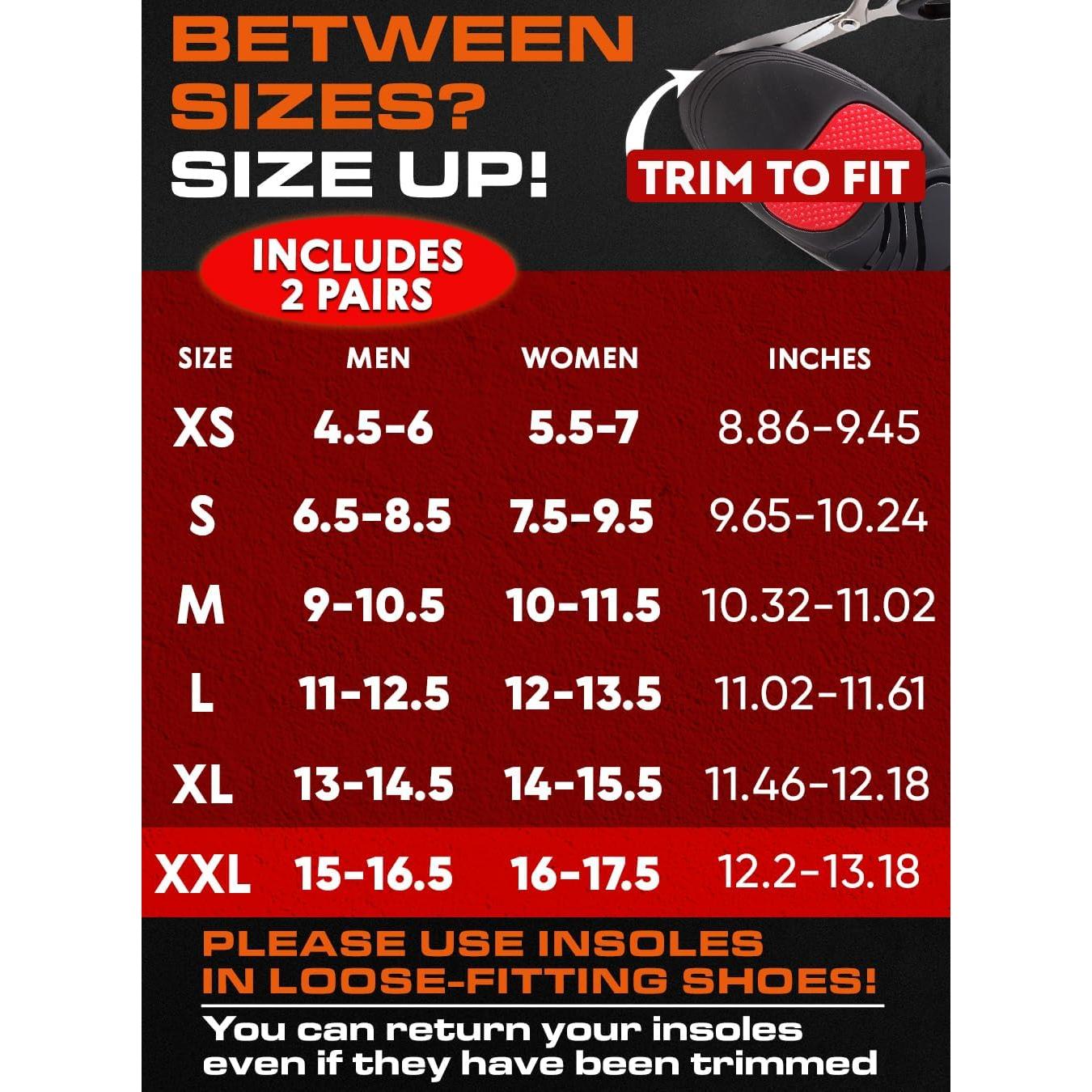 2 Pares de Plantillas Ortóticas CRUVHEAL para Fascitis Plantar - Soporte Carga Pesada XXL