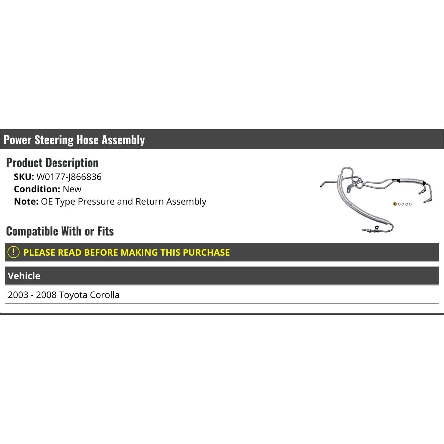 Manguera de Dirección Asistida Toyota Corolla 2003-2008