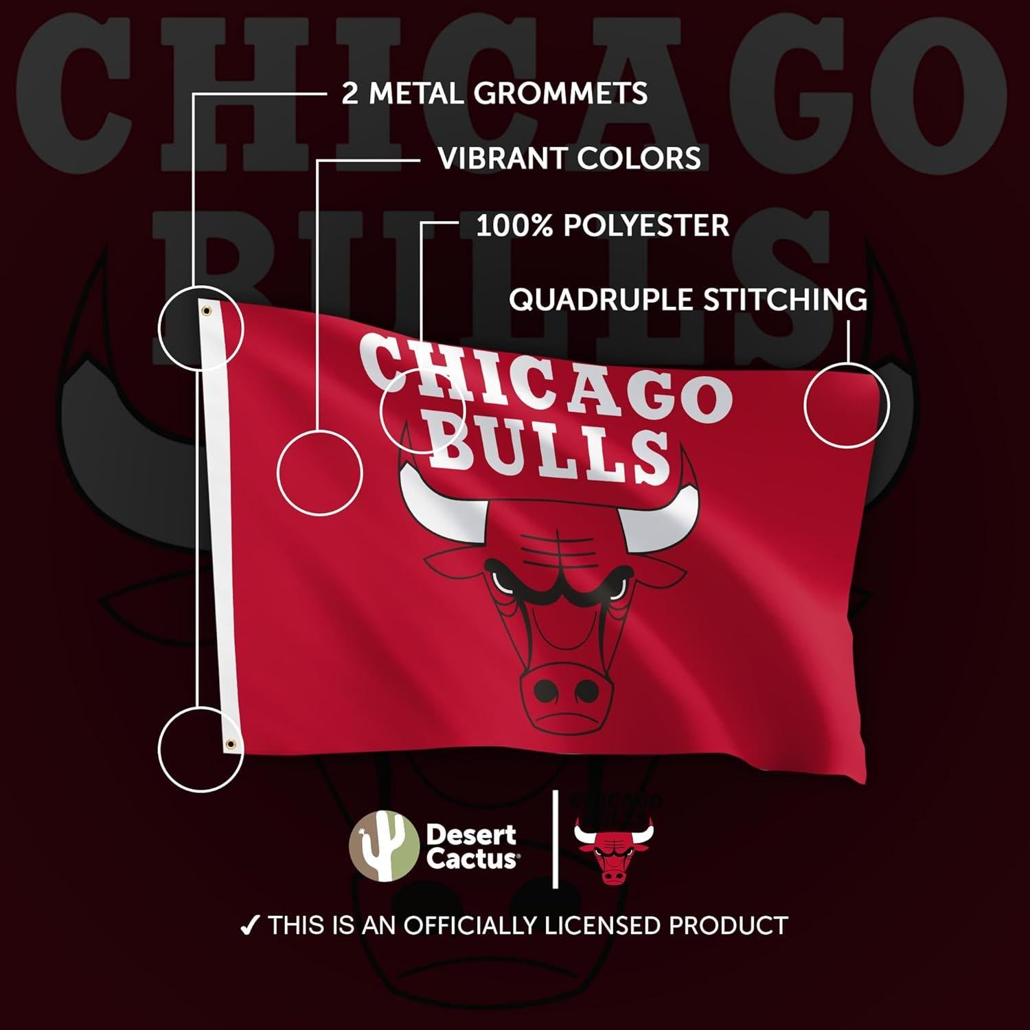 Bandera Chicago Bulls Desert Cactus 3x5 pies 100% Poliéster