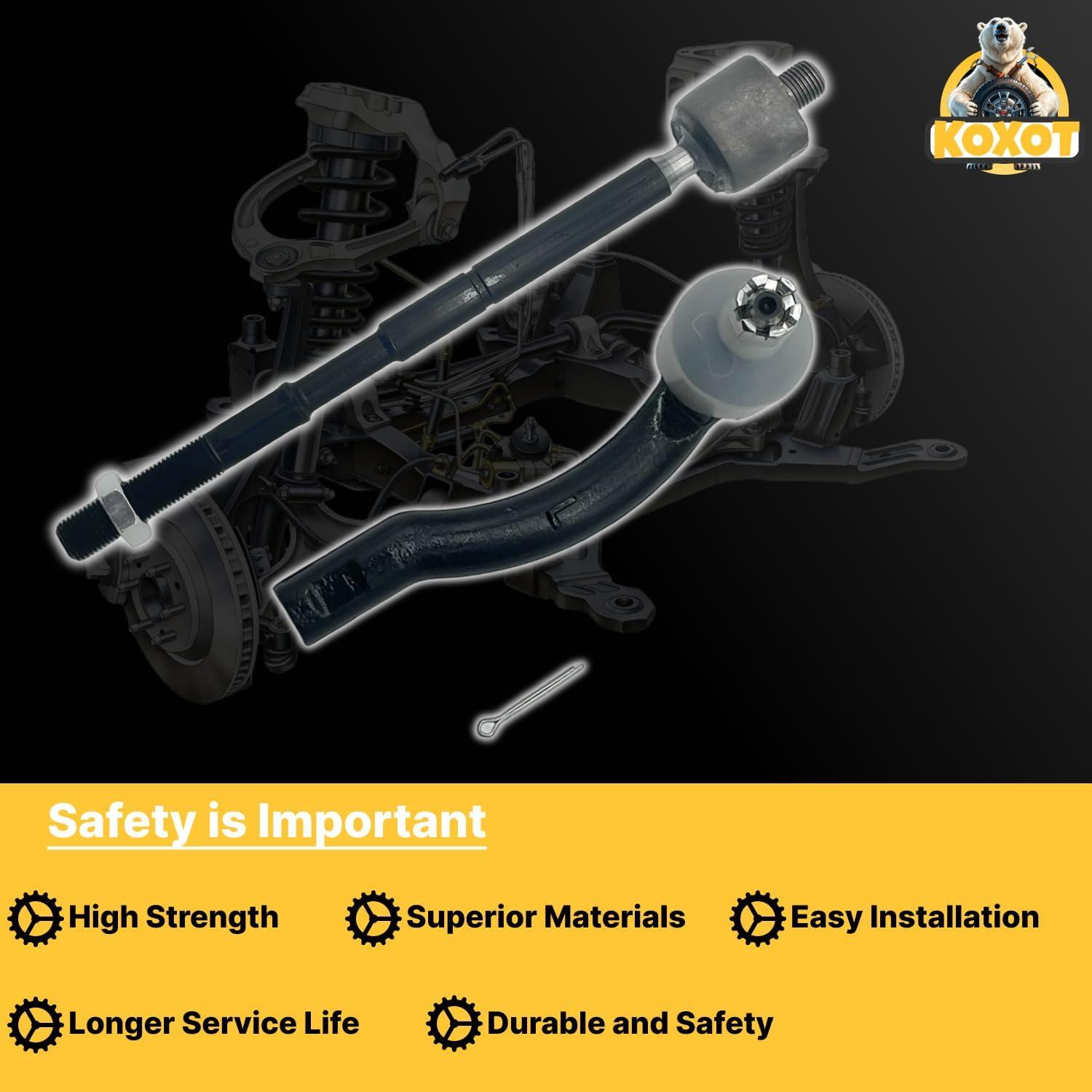 Kit de 4 extremos de barra de dirección Koxot para Toyota Corolla