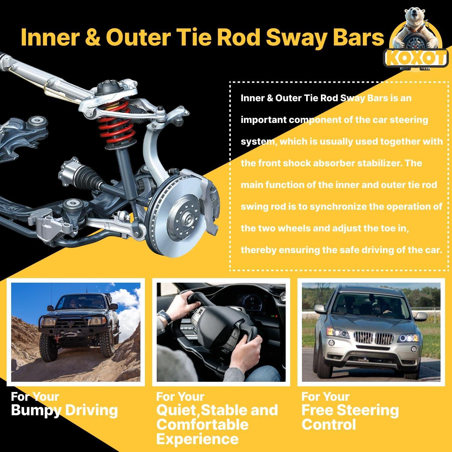 Kit de 4 extremos de barra de dirección Koxot para Toyota Corolla