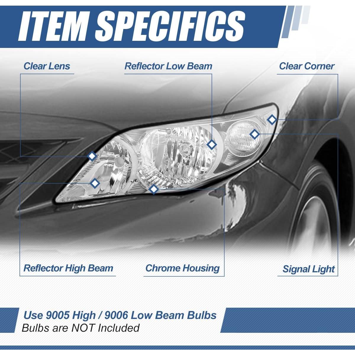 Faros Halógenos Auto Dynasty para Toyota Corolla 2009-2010
