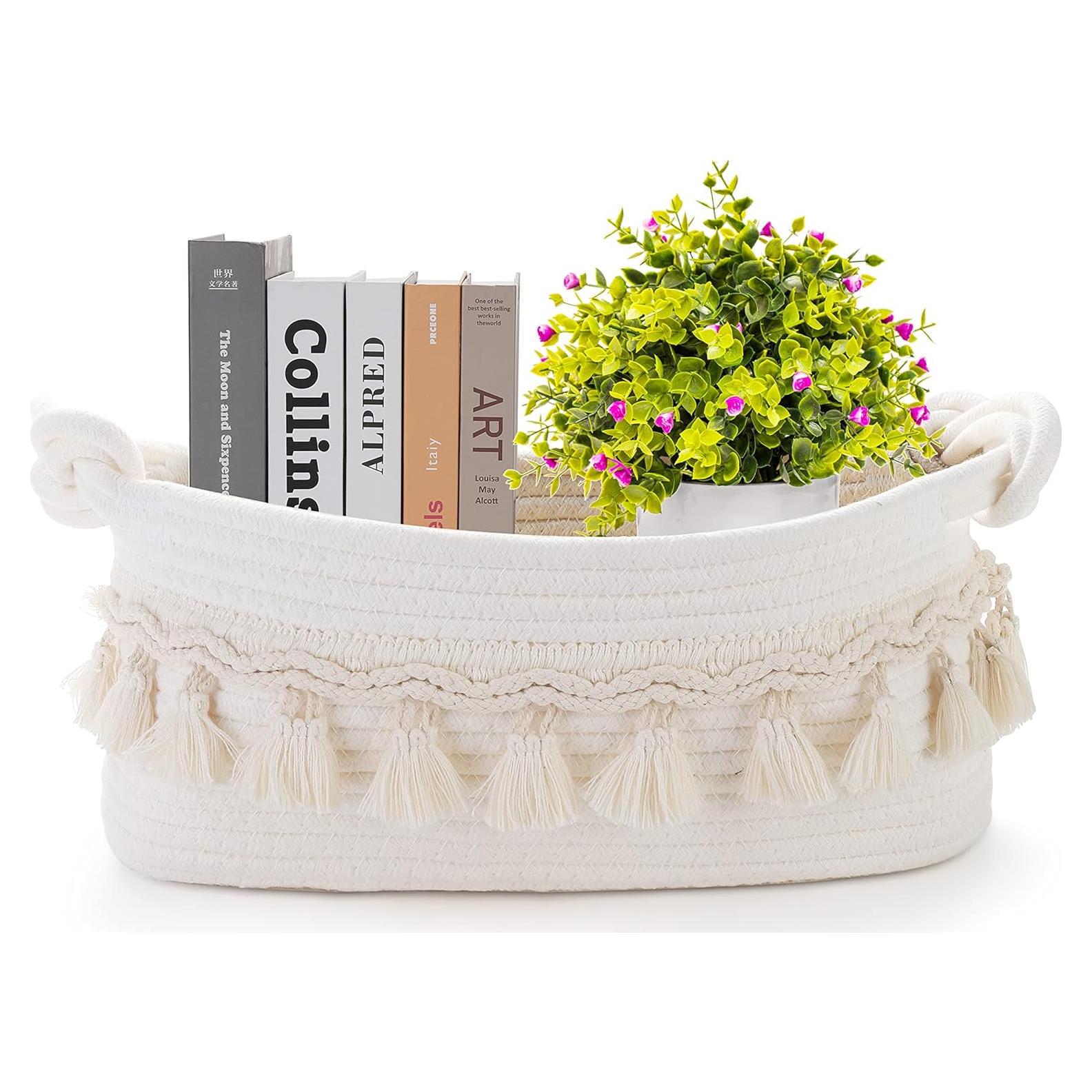 Cesta Tejida Followarm Blanca 31.75x16.51x12.7 cm Decorativa