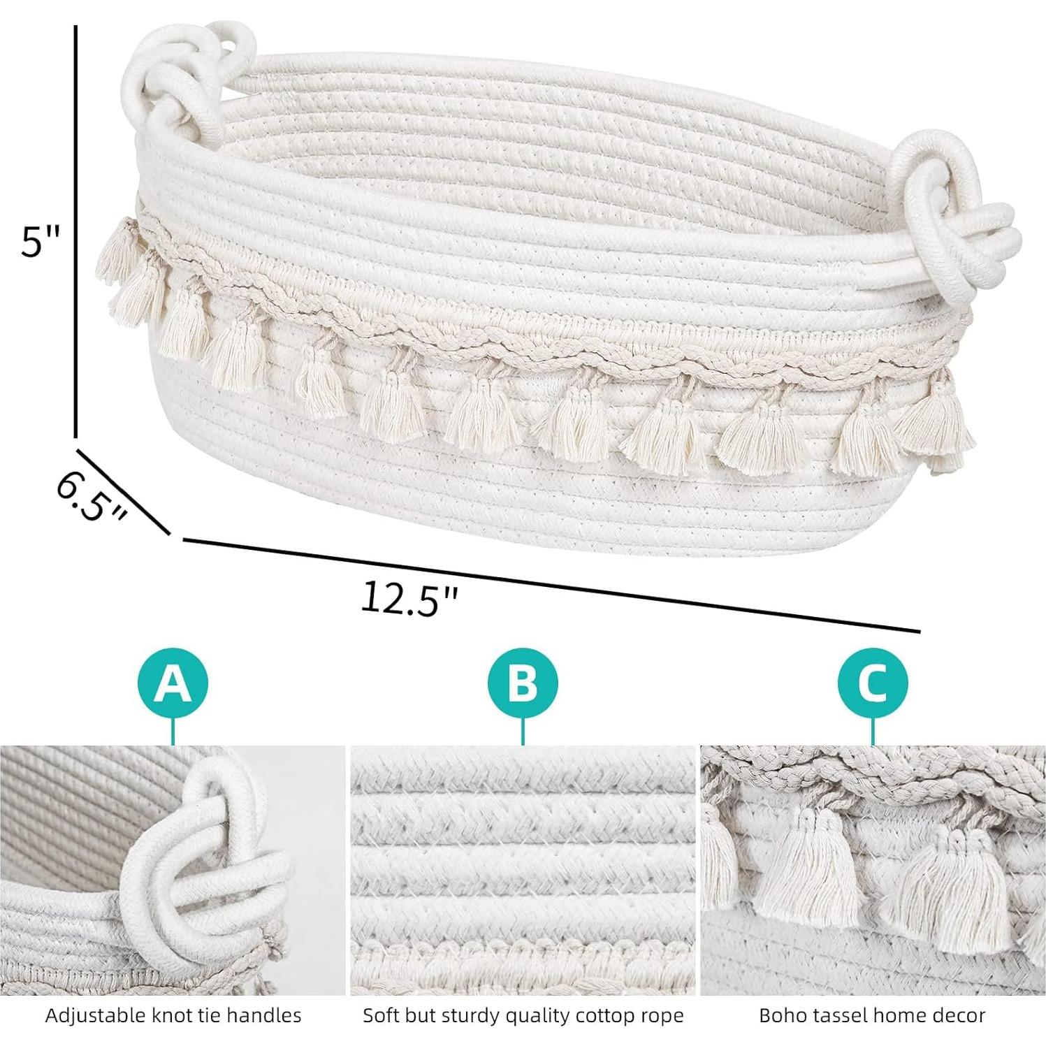 Cesta Tejida Followarm Blanca 31.75x16.51x12.7 cm Decorativa