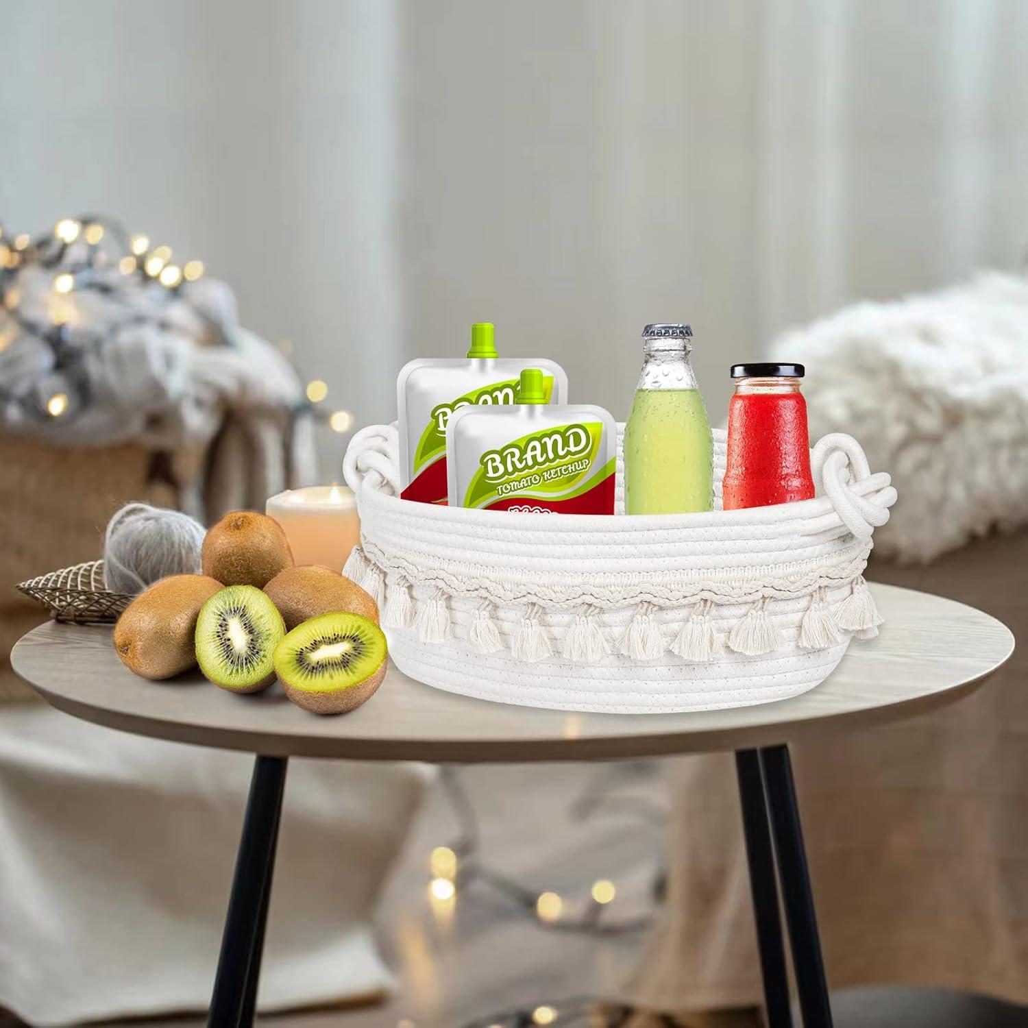 Cesta Tejida Followarm Blanca 31.75x16.51x12.7 cm Decorativa