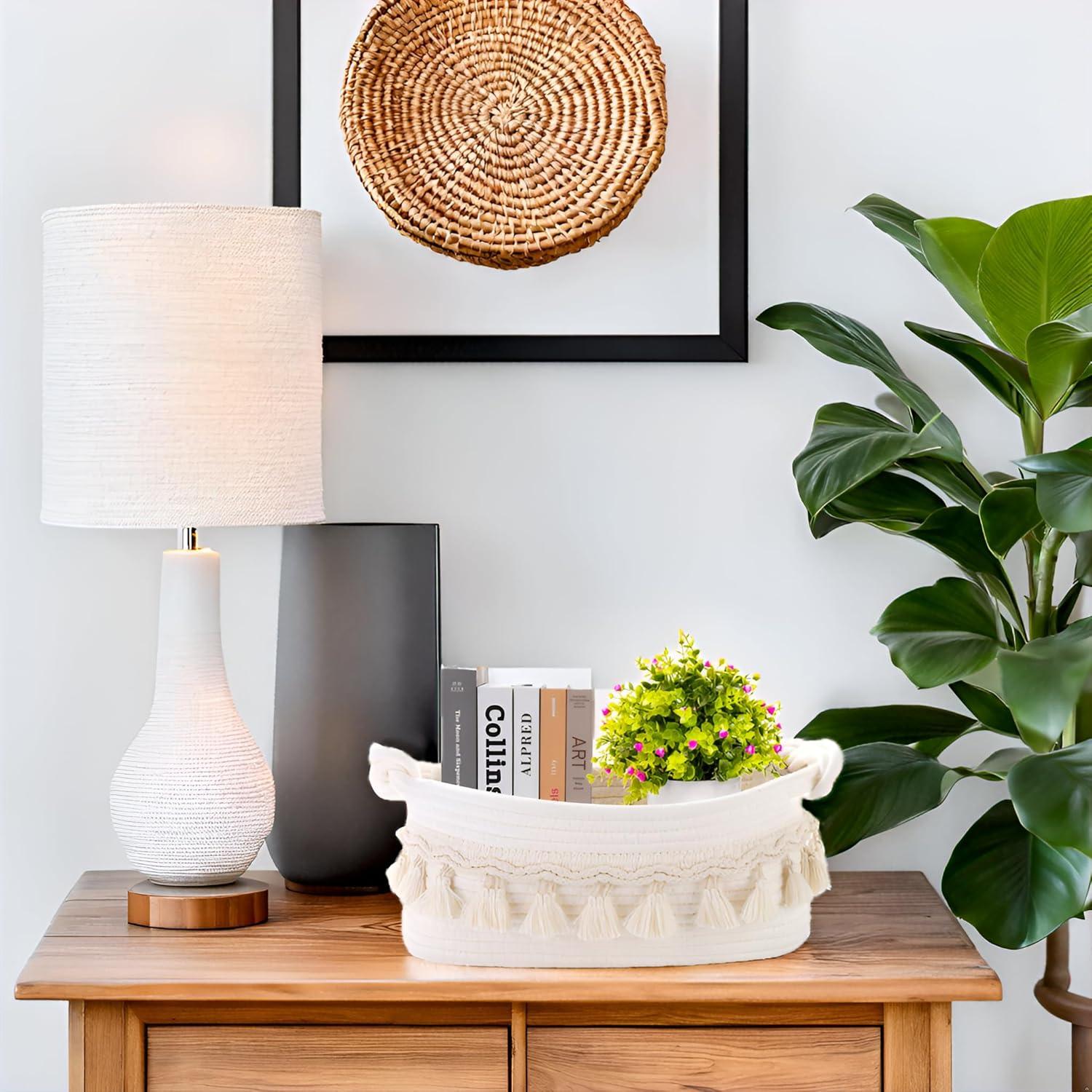 Cesta Tejida Followarm Blanca 31.75x16.51x12.7 cm Decorativa