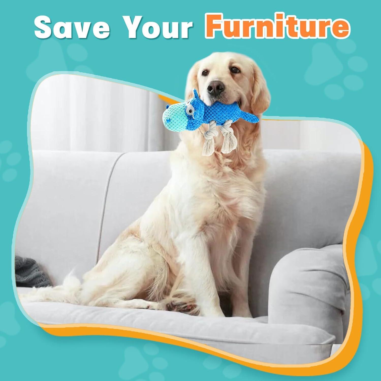 Juguete para Perros Mediano Tooptate Hipopótamo Squeaky Azul