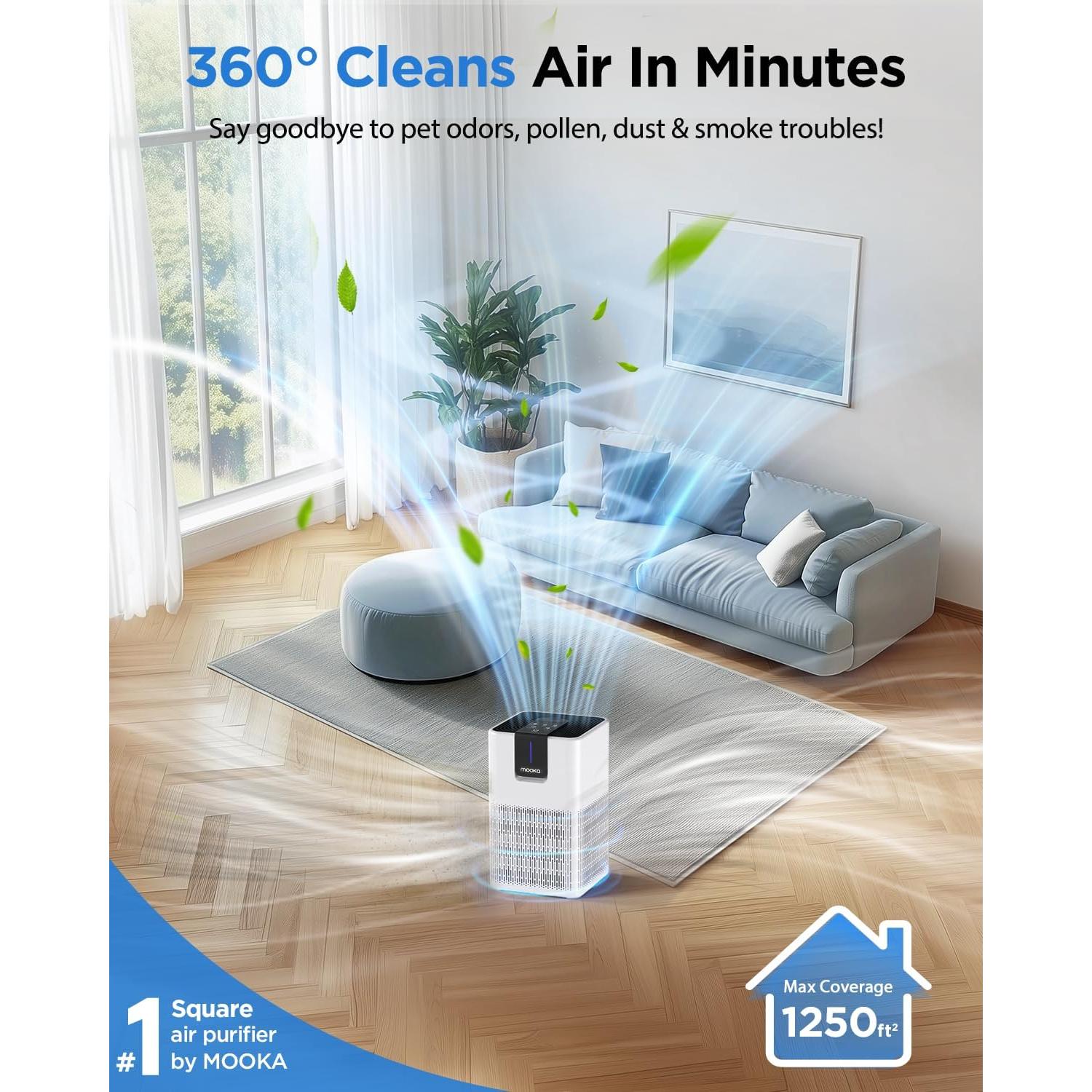 Purificador de Aire MOOKA M05 HEPA para Mascotas y Olores